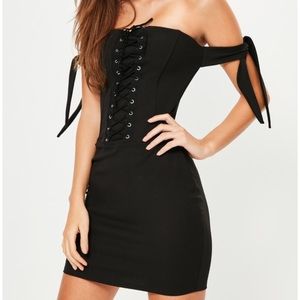 Missguided Corset Dress Tie Sleeve